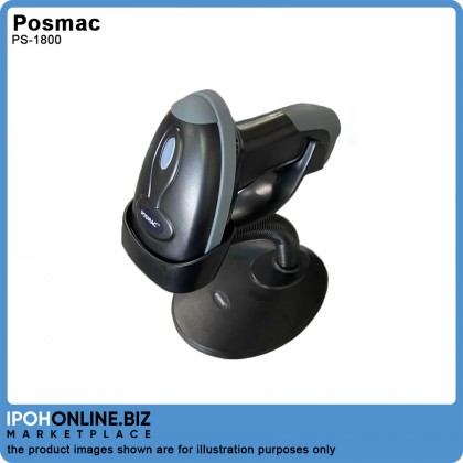 Posmac PS-1800 USB Laser Barcode Scanner Auto Scan With Stand